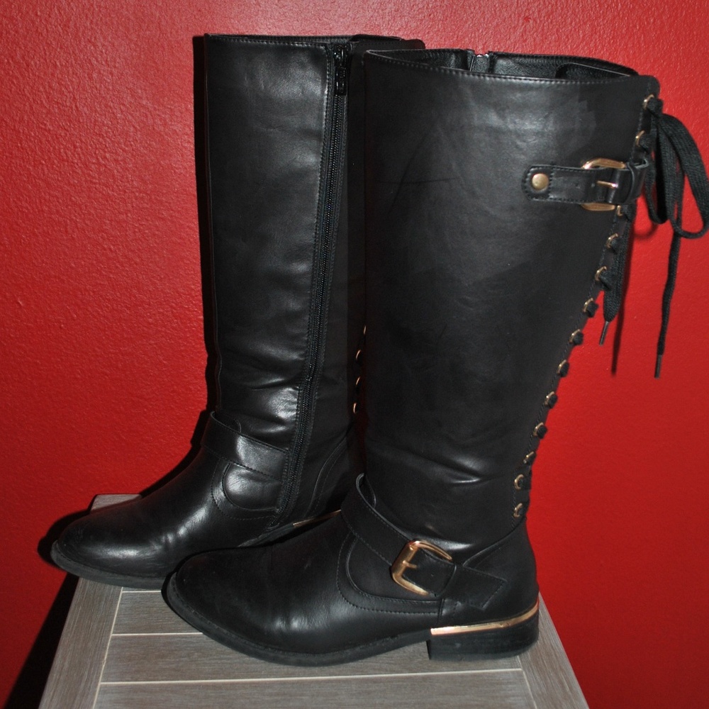 Wanted Tall Black Lace Up Boots